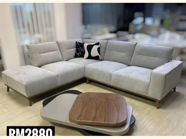 Room Concept Furnishing TikTok L-shape sofa and coffee table idea