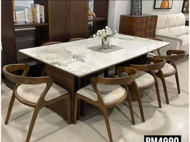 Room Concept Furnishing TikTok marble-look dining room setup