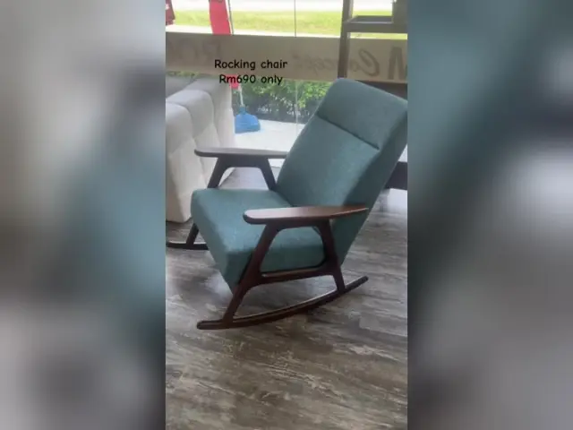 Room Concept Furnishing TikTok blue wooden rocking chair
