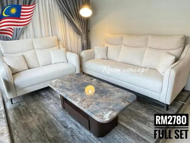 Room Concept Furnishing TikTok sofa set with marble coffee table