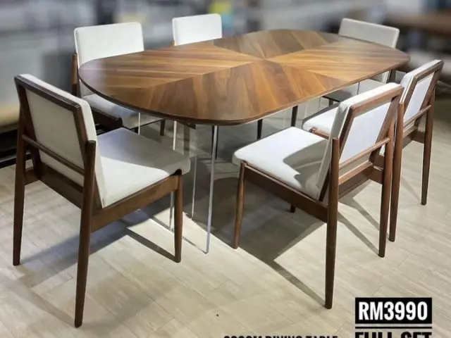 Room Concept Furnishing TikTok round wood dining set