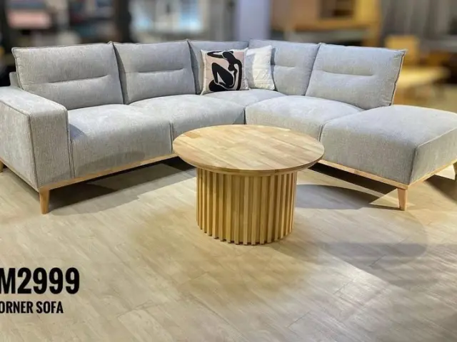 Room Concept Furnishing TikTok l-shape sofa with round table