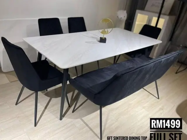 Room Concept Furnishing TikTok white stone dining set