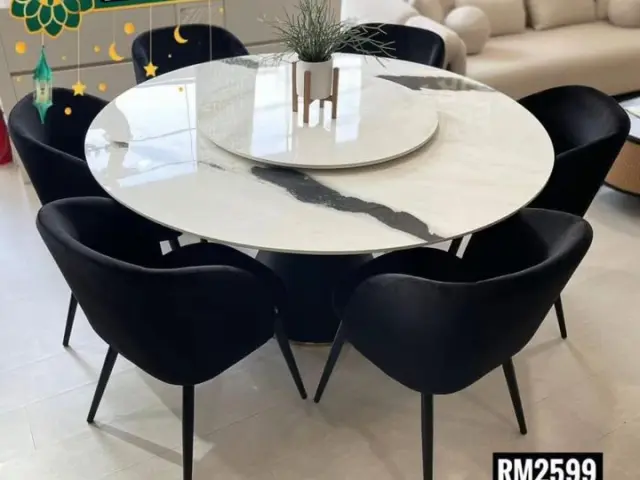 Room Concept Furnishing TikTok round white dining set