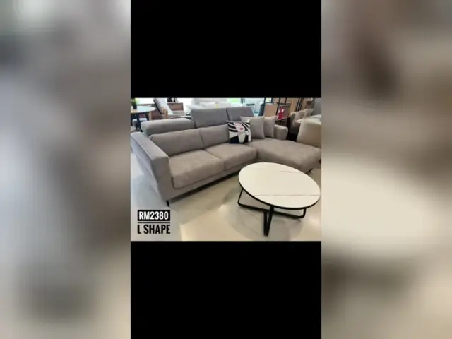Room Concept Furnishing TikTok grey L-shape sofa with coffee table