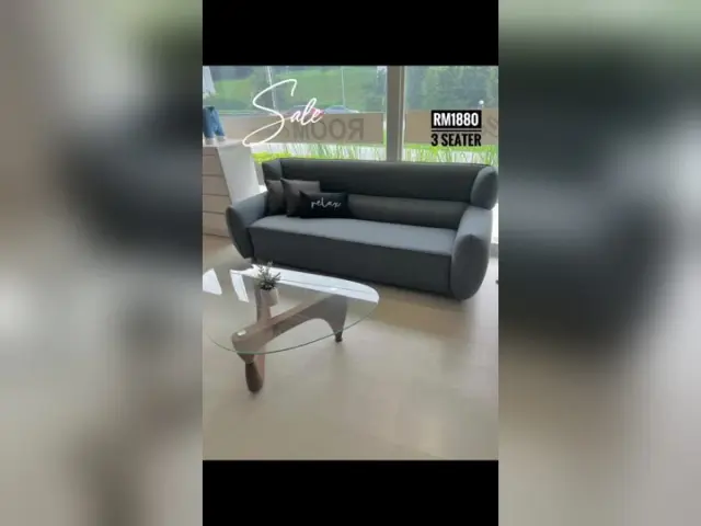 Room Concept Furnishing TikTok dark grey three-seat sofa